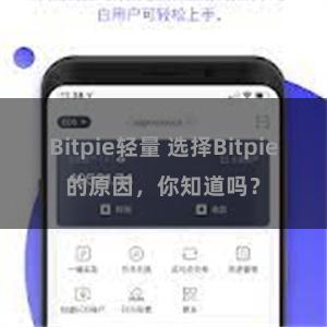 Bitpie轻量 选择Bitpie的原因，你知道吗？