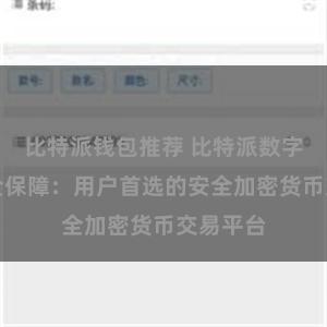 比特派钱包推荐 比特派数字资产安全保障：用户首选的安全加密货币交易平台